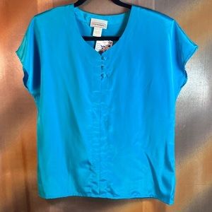 Vintage 90’s Impressions size M‎ color turquoise shell blouse 42” chest 126